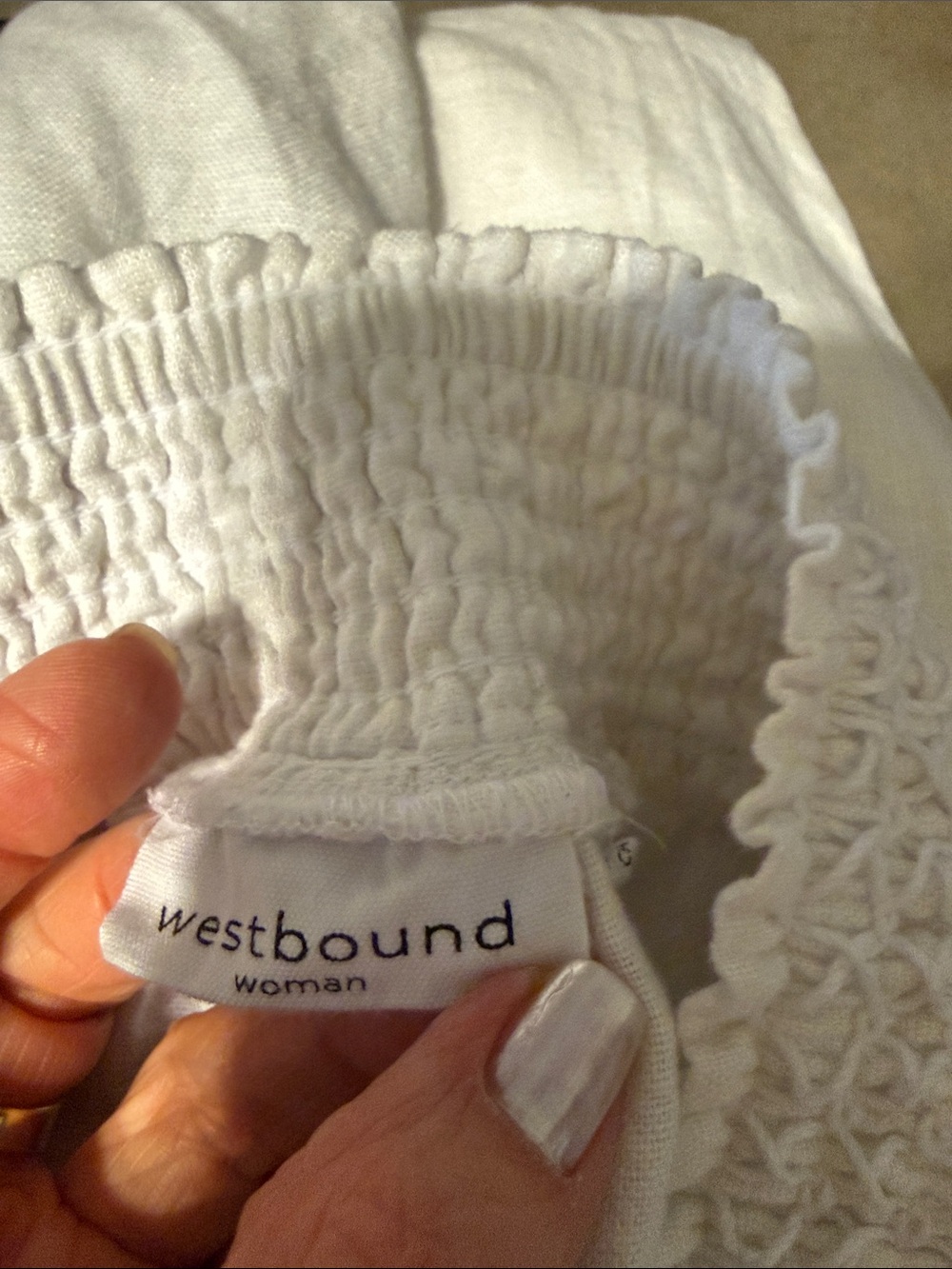 Westbound White Smocked Waist Wide-Leg Pants - Picture 3 of 4